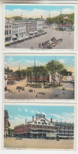 P2650 3 dif old postcard traffic old cars street scenes keene new hampshire
