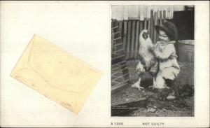 Little Boy & Chicken Embossed - Add On Envelope w/ Letter c1905 Postcard