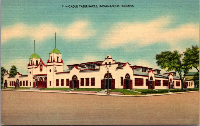 Linen Postcard Cadle Tabernacle Church in Indianapolis, Indiana