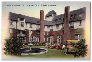 c1940 Corner Garden Eureka Inn Flower Garden Fountain Eureka California Postcard