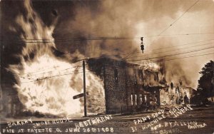 Fayette Ohio 1908 Fire Disaster Burning Real Photo Postcard AA79874