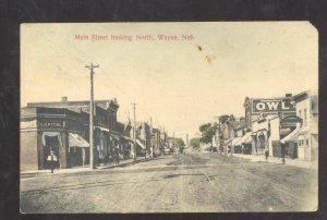 WAYNE NEBRASKA DOWNTOWN STREET SCENE STORES DIRT ROAD VINTAGE POSTCARD