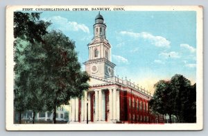 First Congregational Church   Danbury  Connecticut   Postcard