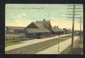 SOUTH MILWAUKEE WISCONSIN C&NW RAILROAD DEPOT TRAIN STATION OLD POSTCARD