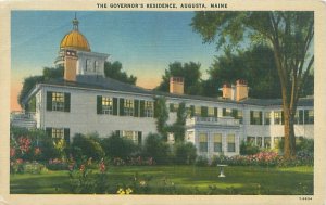 Augusta Maine Governor's Residence Linen Postcard Unused