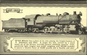 B&O Baltimore & Ohio Railroad Trains 1927 Pageant Postcard MIKADO