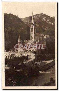 Old Postcard Lourdes Basilica