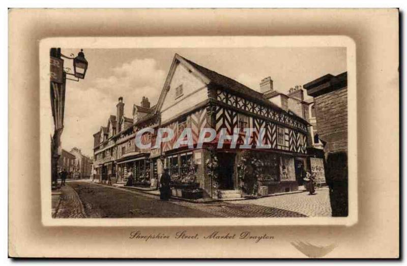 Great Britain Great Britain Old Postcard Shropshire street makert Drayton