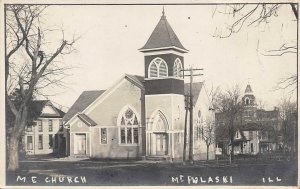 RPPC MOUNT PULASKI, IL M.E. Church Illinois Vintage Postcard 1910