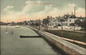 St. Augustine FL Sea Wall c1910 Postcard #4