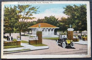 Vintage Postcard 1915-1930 Entrance to Lafayette Park Norfolk Virginia