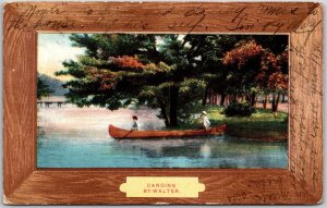 1908 Canoeing By Walter Brown Border Frame Big Trees Park Posted Postcard