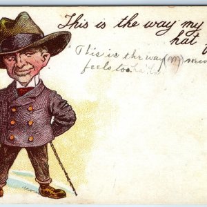 1906 UDB Exaggerated Man Cowboy Hat Illustrated Art Postcard Jesse Catt IA A169