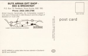 Bute Arran Gift Shop Bed & Breakfast Baddeck NS Nova Scotia Postcard F30