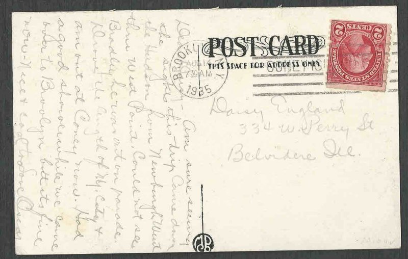 DATE 1935  RPPC* BROOKLYN NY CONEY ISLAND BOARD WALK & BEACH NEAR SEE INFO