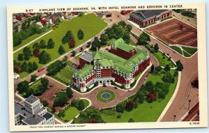 Aerial View Roanoke Virginia VA Hotel Roanoke Grounds Vintage Linen Postcard C97