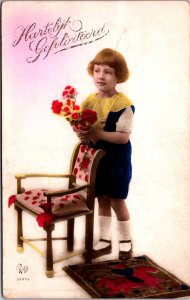 Victorian Girl Colored Vintage RPPC C007