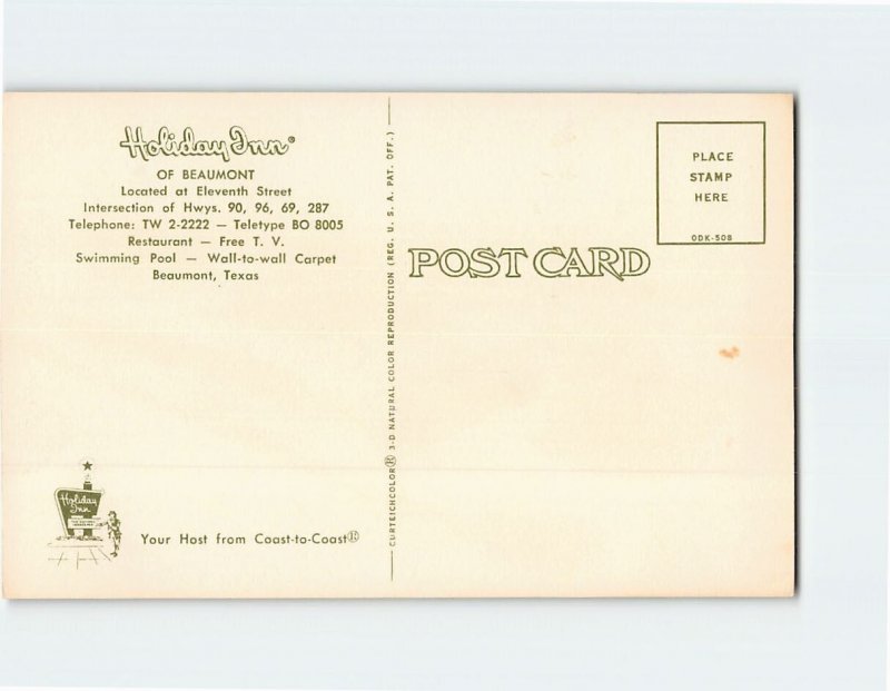 Postcard Holiday Inn Of Beaumont, Texas