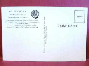 Postcard Canada Ontario Sunset Park Motel Evelyn