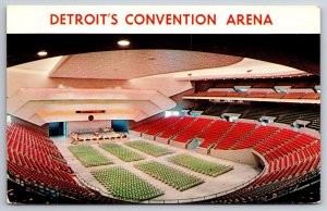 Interior~Detroit Michigan~Convention Arena Circular Bldg Scene~1950s Postcard