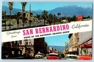 San Bernardino California CA Postcard Santa Fe Depot National Orange Show 1965