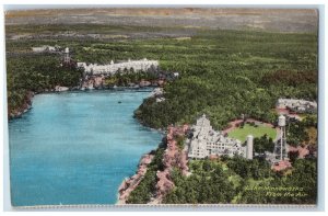 1936 Lake Minnewaska View from Air New York NY Handcolored Postcard
