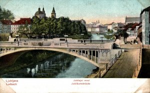 Slovenia Ljubljana Jubilejni Dragon Bridge Vintage Postcard 08.67