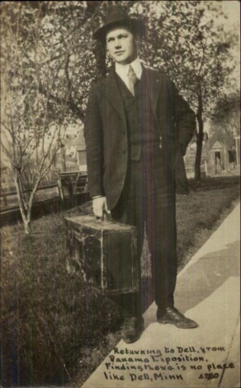 Man Returns From Panama Exposition to Dell Minnesota MN Social History RPPC