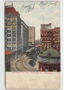 Elevated Railroad Loop, Van Buren St. CHICAGO, IL Glitter 1906 Vintage Postcard