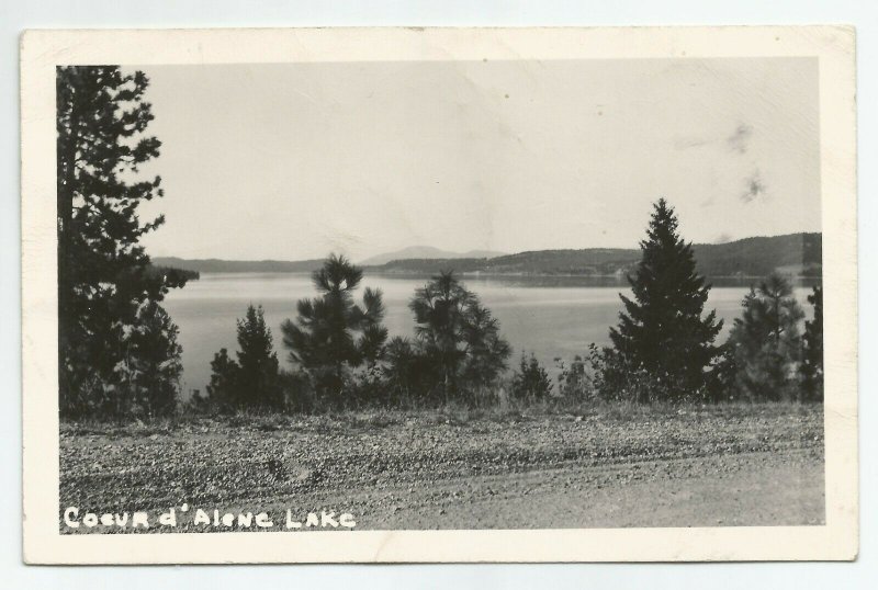 VTG Beautiful Coeur d'Alene Lake c1920s Dirt Road Lakeside View RPPC Postcard