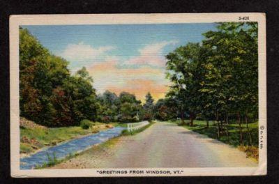 VT Greetings from WINDSOR VERMONT Postcard Linen PC