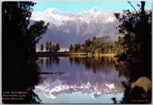 1989 Lake Matheson Southern Alps New Zealand Mountains and Trees Posted Postcard