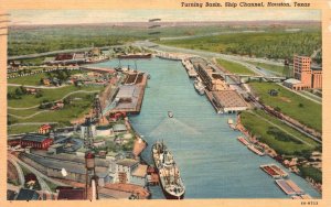 Turning Basin Ship Channel Houston Texas Seawall Special Vintage Postcard c1940