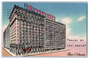 1957 Roosevelt Hotel Restaurant Building New Orleans Louisiana Vintage Postcard