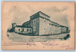 Milan Lombardy Italy Postcard View of Sforzesco Castle 1900 Antique Posted