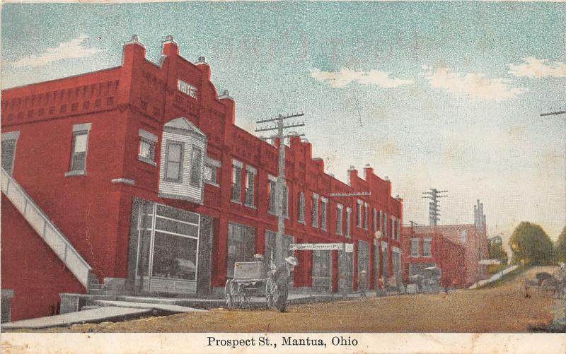 F36/ Mantua Ohio Postcard c1910 Portage County Prospect St Stores