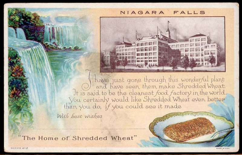 32020) New York NIAGARA FALLS Advertising Home of Shredded Wheat - pm1929 - WB