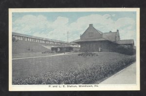 WOODLAWN PENNSYLVANIA RAILROAD DEPOT TRAIN STATION VINTAGE POSTCARD