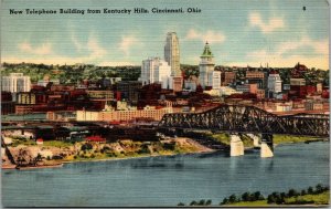 Vintage New Telephone Building from Kentucky Hills Cincinnati OH Linen Postcard