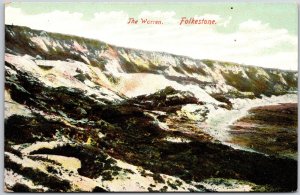 The Warren Folkestone Kent Cliff Attaction Postcard