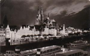 Germany Koeln am Rhein Dom und Rheinuferbeleucthung 1958 Photo