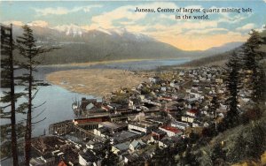 Panorama Juneau Center Quartz Mining in World Alaska 1910c postcard