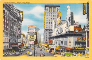Times Square New York City NY Old Cars Nude Statues Bond Store Linen Unused PC