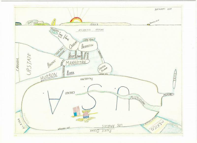 The West Side by Saul Steinberg New York Map Cartoon Postcard