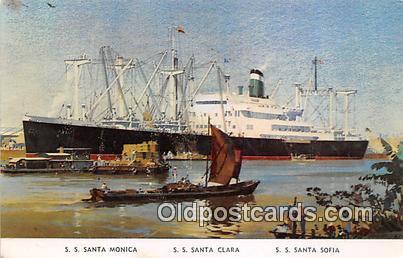 SS Santa Monica, SS Santa Clara, SS Satna Sofia Grace Line Ship Postcard Post...