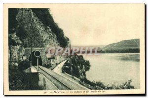 Postcard Old Nantua Tunnel and the shores of Lake