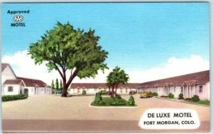 FORT MORGAN, Colorado  CO   Roadside  DE LUXE MOTEL  c1940s Linen Postcard