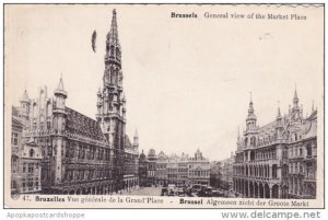 Belgium Brussells Bruxelles Panoramaic Brussels General View Of The Market Place