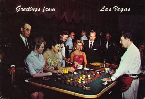 Greetings from Las Vegas, Roulette Wheel, Msg, Nevada, Cont. Size, Old Postcard