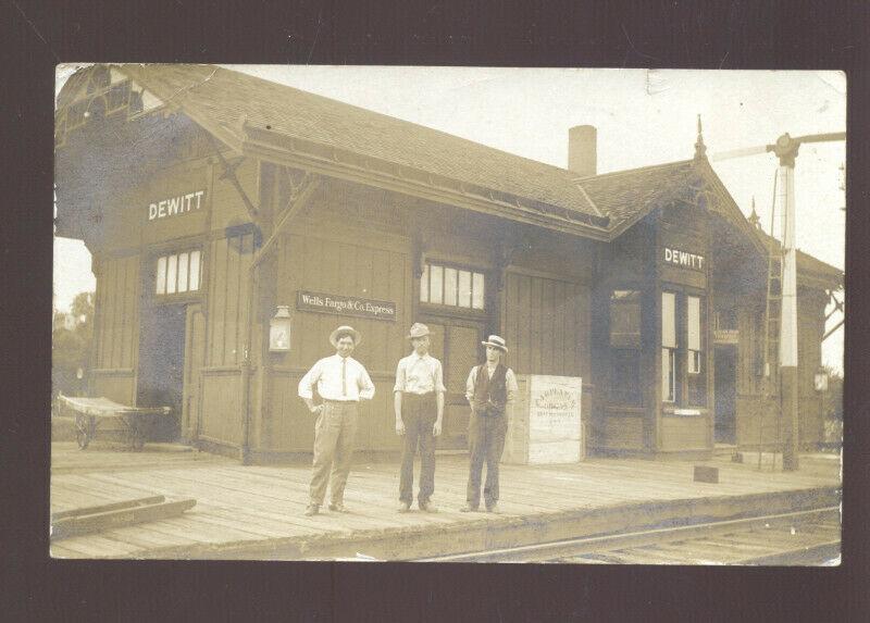 RPPC DEWITT MISSOURI RAILROAD DEPOT TRAIN STATION GILLIAM REAL PHOTO POSTCARD